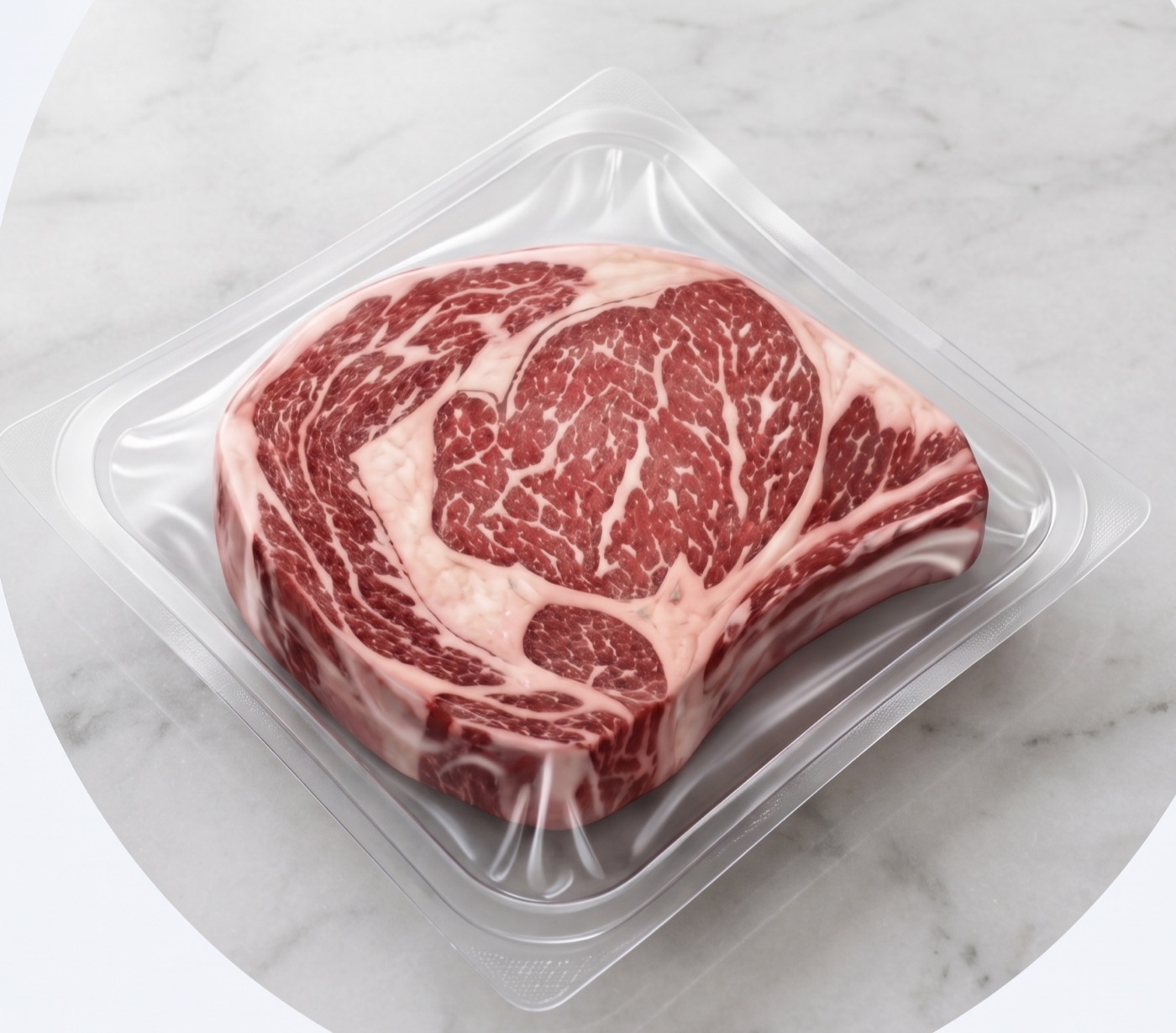 Fresh meat packed in a clear flexible thermoformed pack