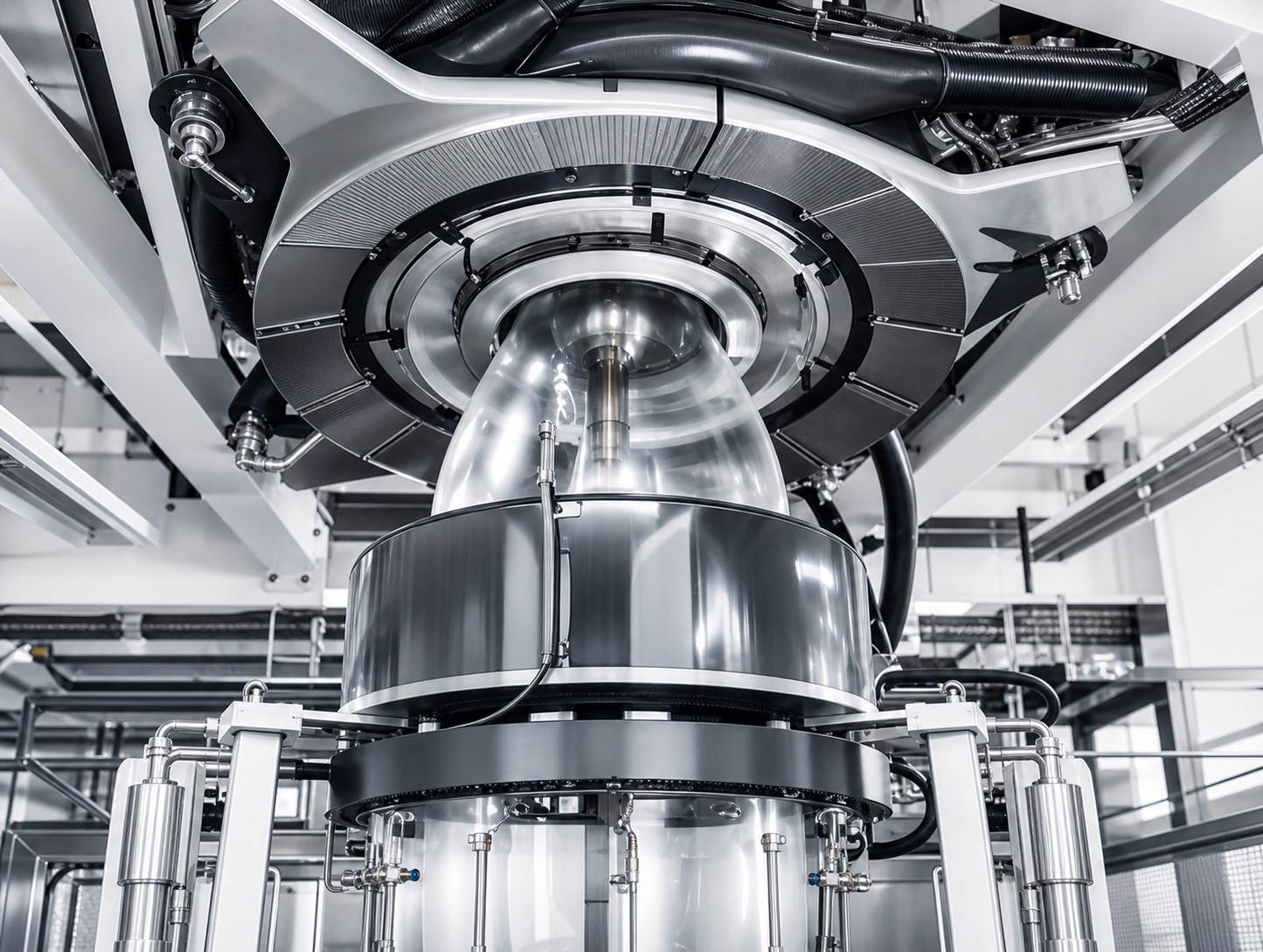 High-resolution render of a blown-film extrusion head used to represent packaging manufacturing capability