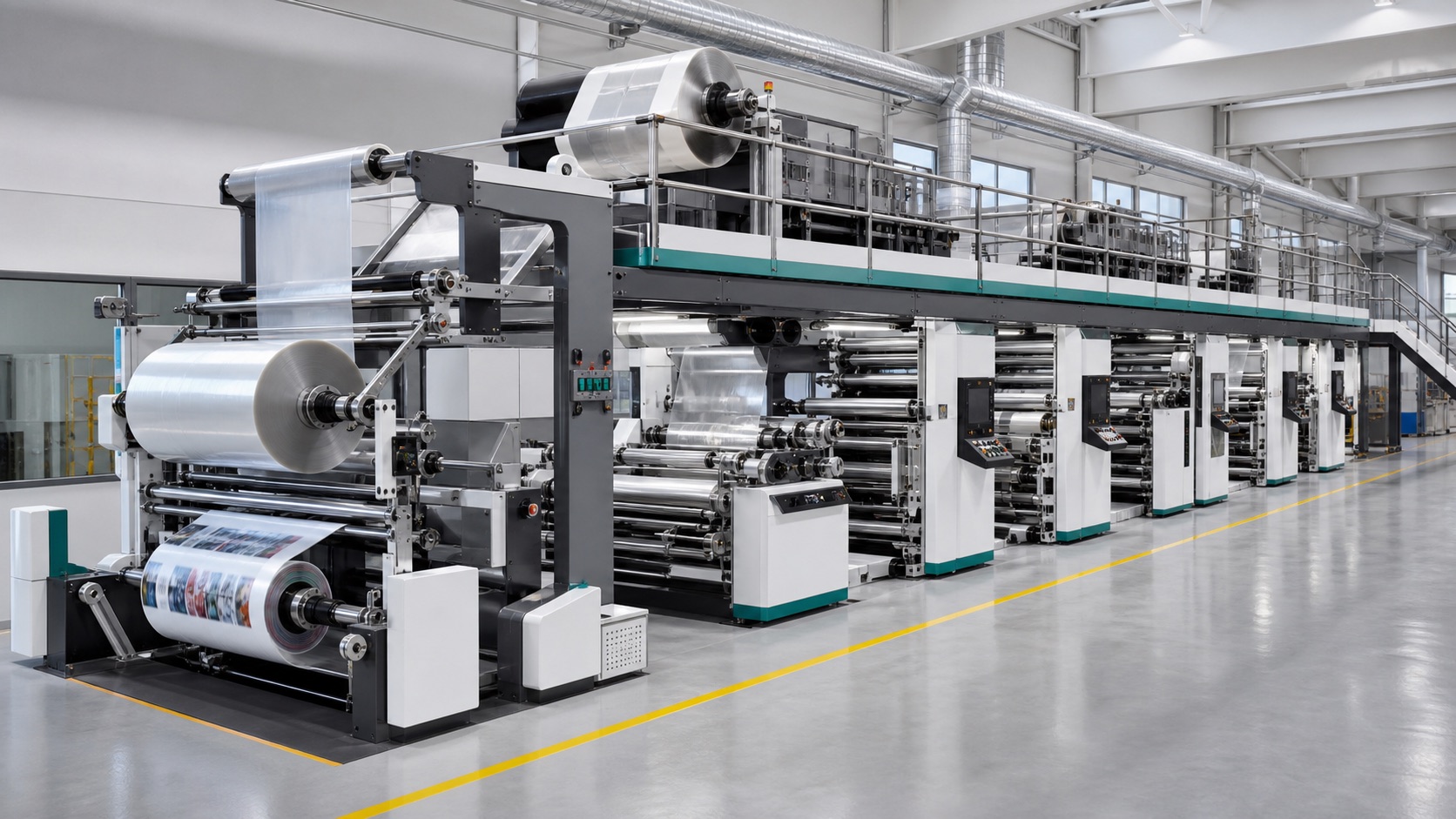 AI-rendered laminator for solventless, solvent-based, and combi flexible packaging lamination
