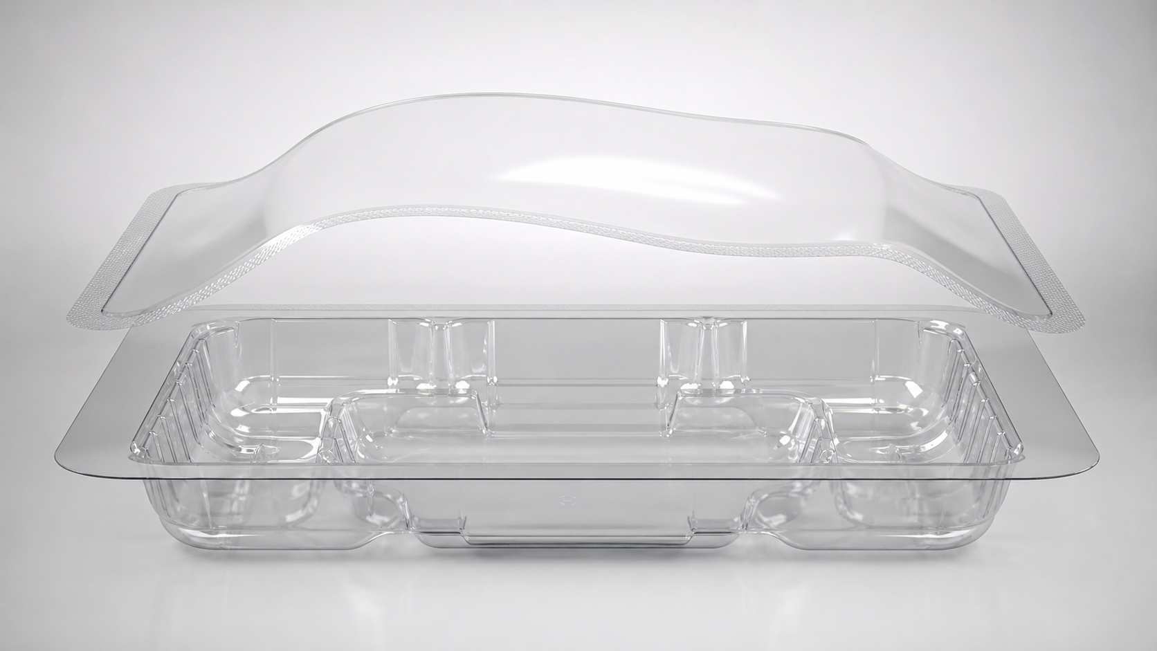 Clear thermoforming bottom film and lidding film concept for food packaging
